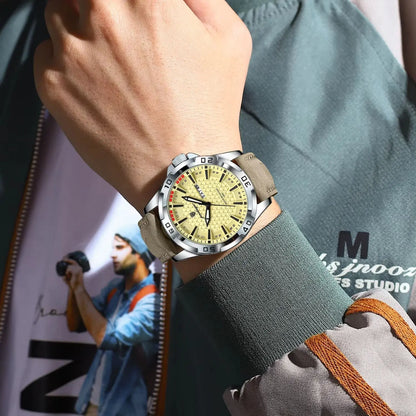 Men’s Leather Quartz Watch – Waterproof & Luminous