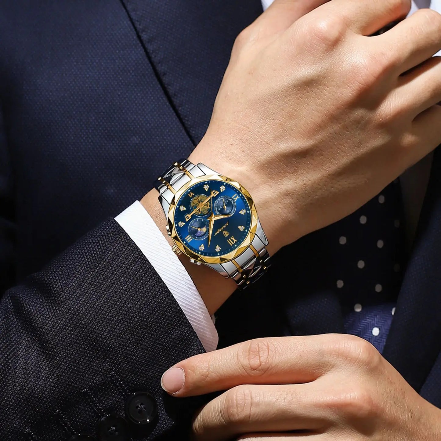 Men’s Stainless Steel Chronograph Watch – Luminous & Waterproof