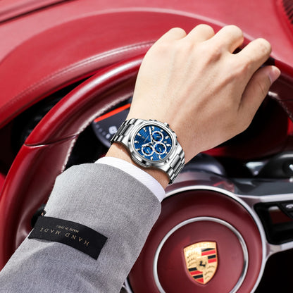 Men's Square Chronograph Watch Stainless Steel Quartz