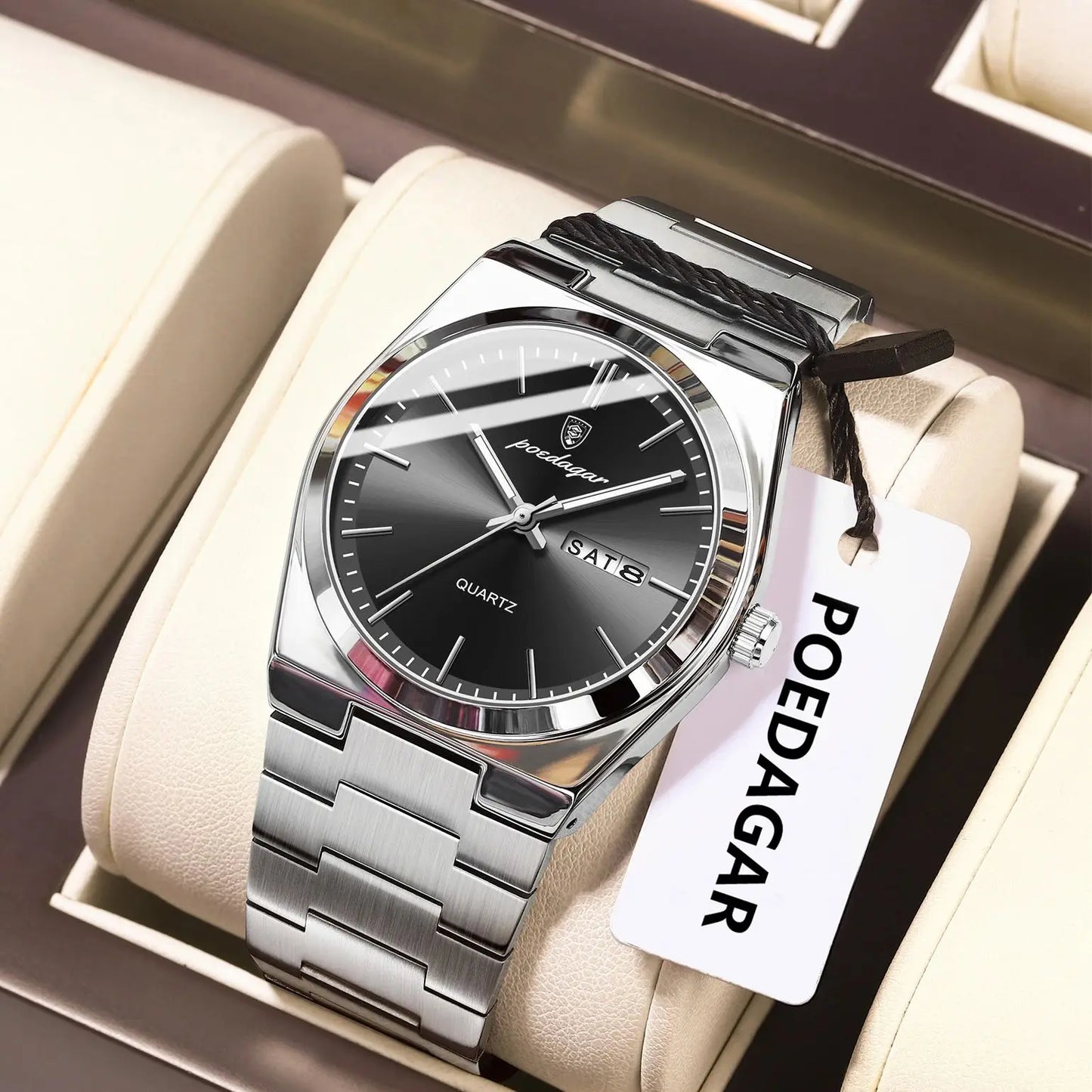 Men's Stainless Steel Quartz Watch With Date & Week