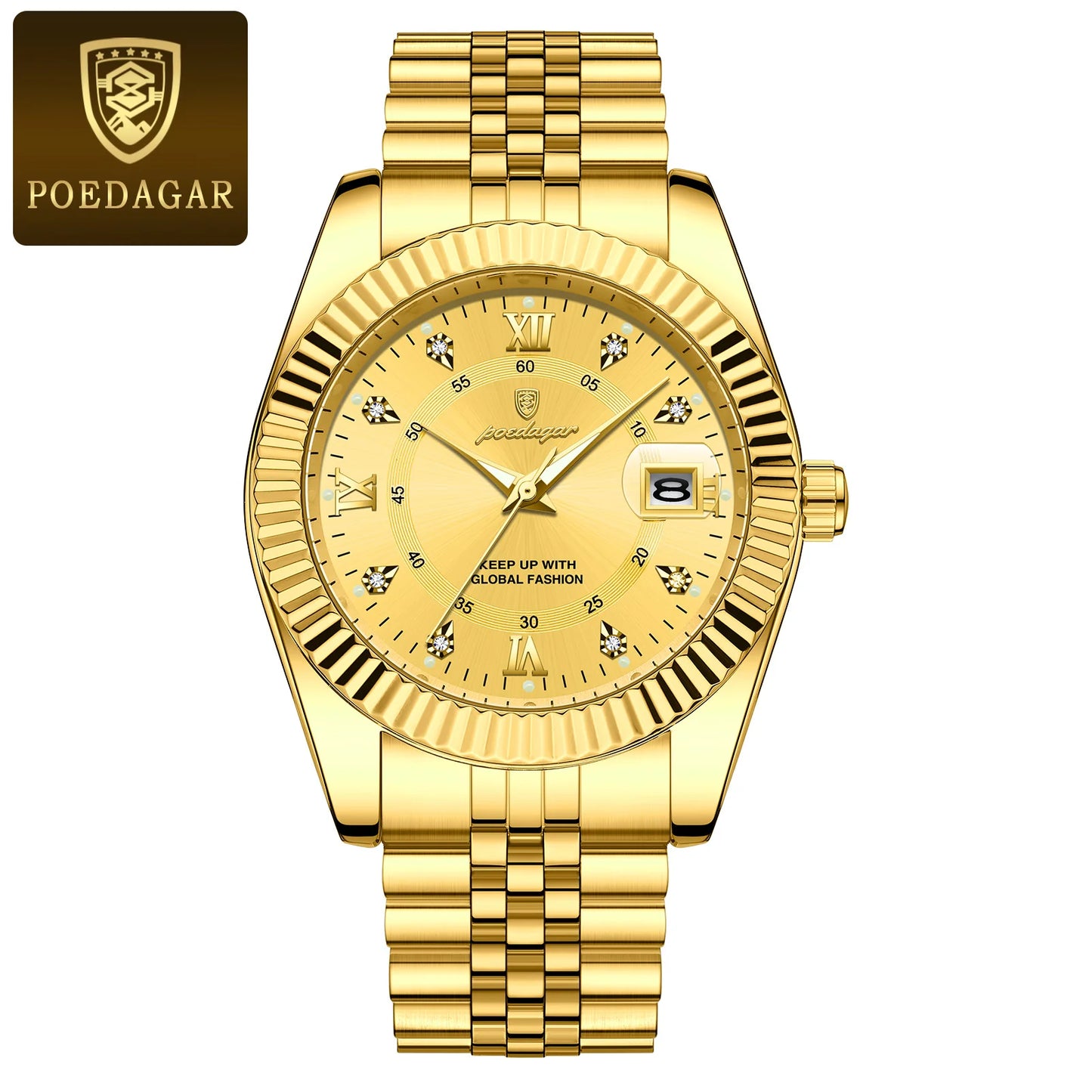 Men's Stainless Steel Quartz Watch – Luminous, 3Bar