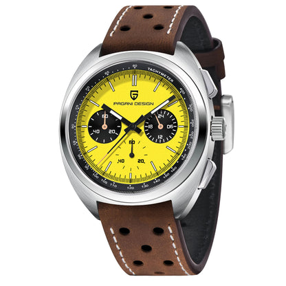Men's Retro Panda Dial Chronograph Watch Quartz Steel