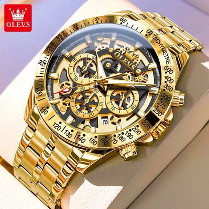 Men’s Skeleton Stainless Steel Chronograph Watch