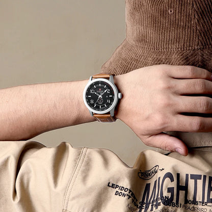 Men’s Sport Quartz Watch With PU Leather Strap