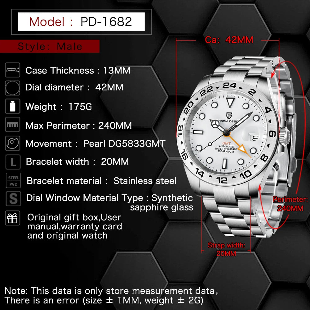 Vintage Automatic GMT Men’s Watch With Sapphire Crystal