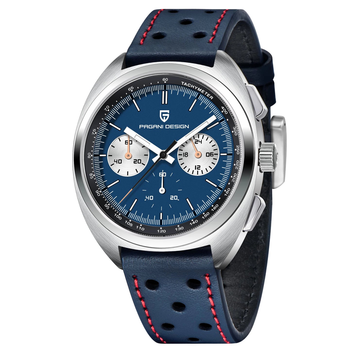 Men's Retro Panda Dial Chronograph Watch Quartz Steel