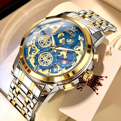 Men's Skeleton Quartz Watch – Waterproof, Luminous Dial