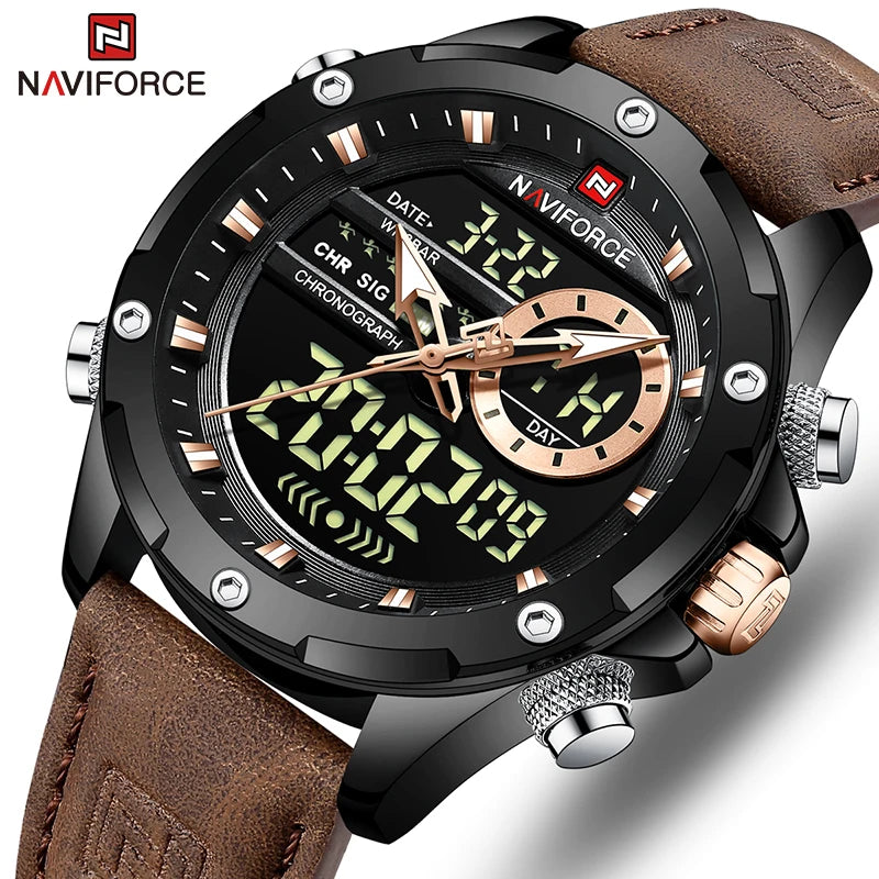 Men’s Digital Military Watch With Leather Strap