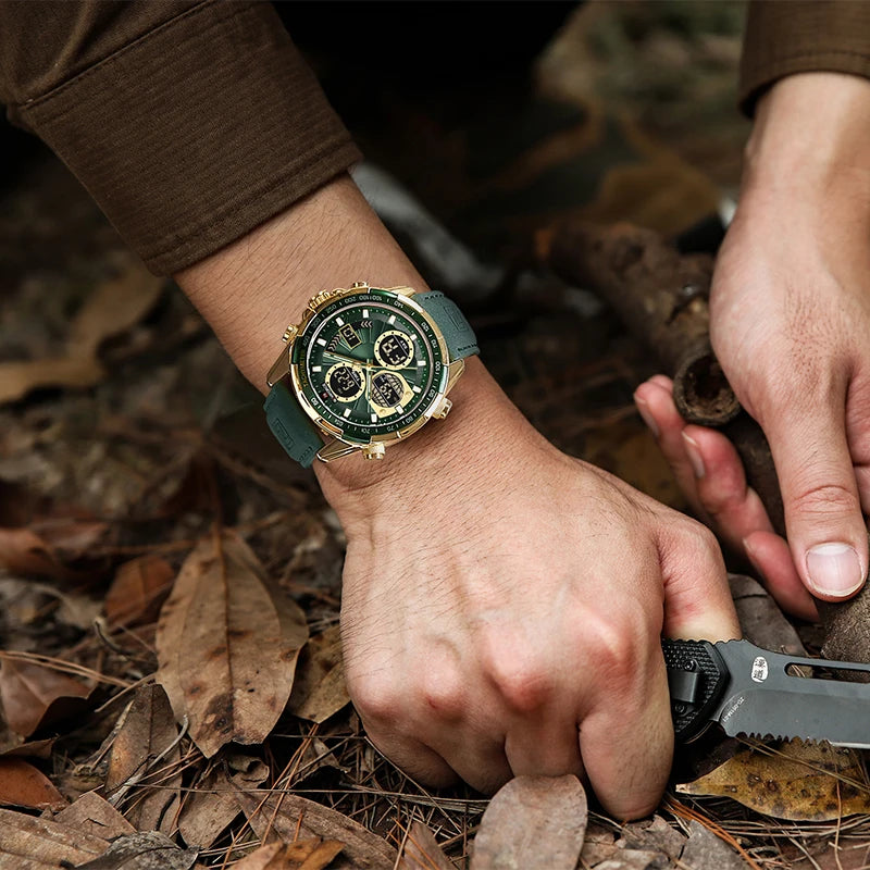 Men’s Military Sport Quartz Watch With Leather Band