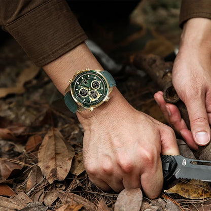 Men’s Military Sport Quartz Watch With Leather Band
