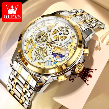 Men's Skeleton Quartz Watch – Waterproof, Luminous Dial