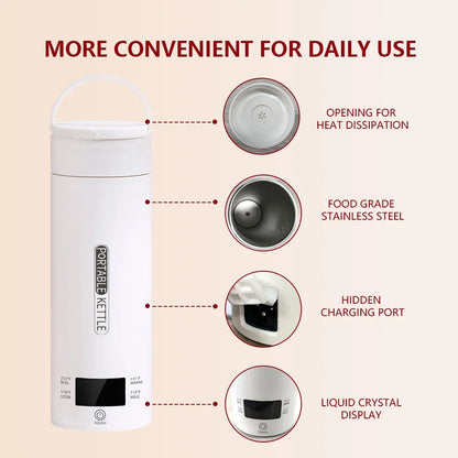 Portable Electric Travel Kettle Thermal Bottle Cup