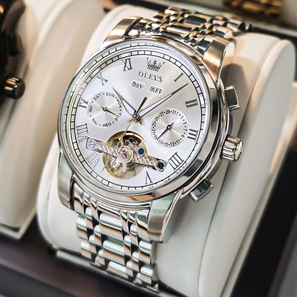Men's Automatic Skeleton Watch With Stainless Steel Band