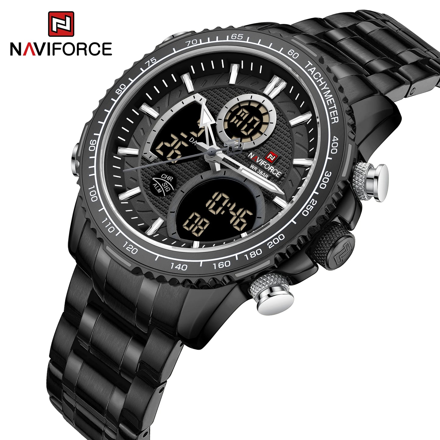 Men’s Analog-Digital Chronograph Watch Stainless Steel