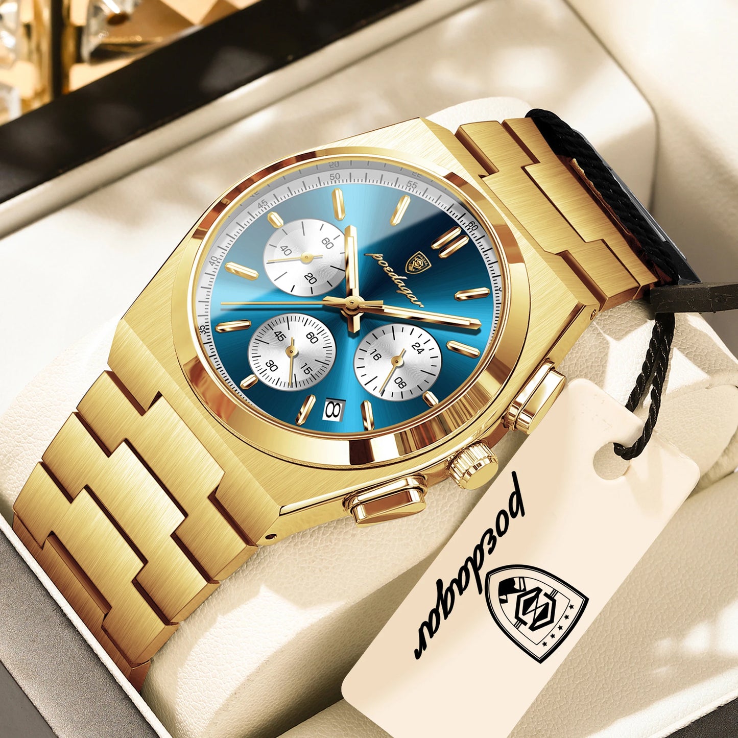 Men's Stainless Steel Chronograph Watch – Luminous, 3ATM