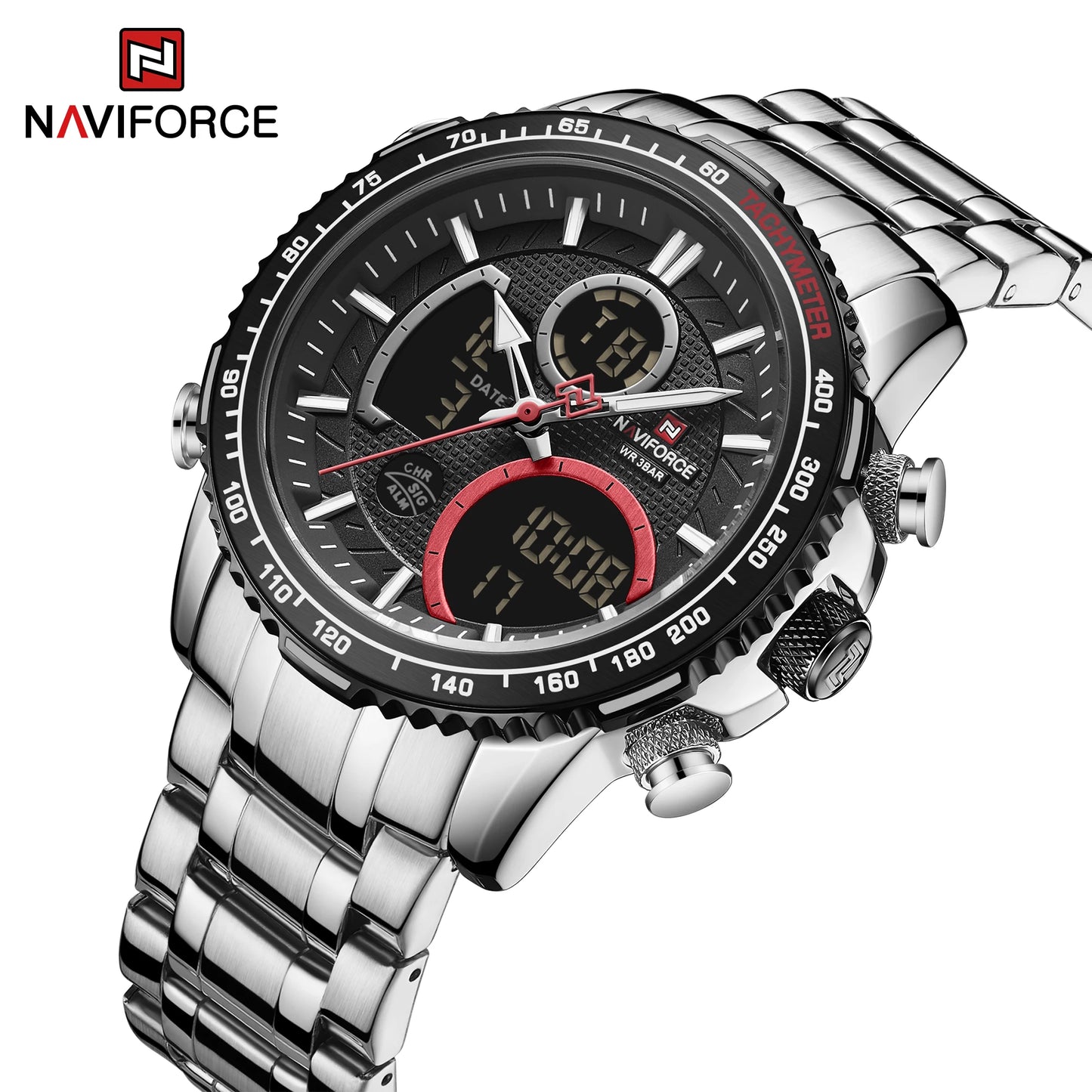 Men’s Analog-Digital Chronograph Watch Stainless Steel