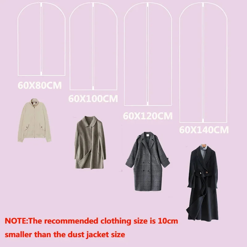 Transparent Garment Bag with Zipper – Dustproof Clothing Cover