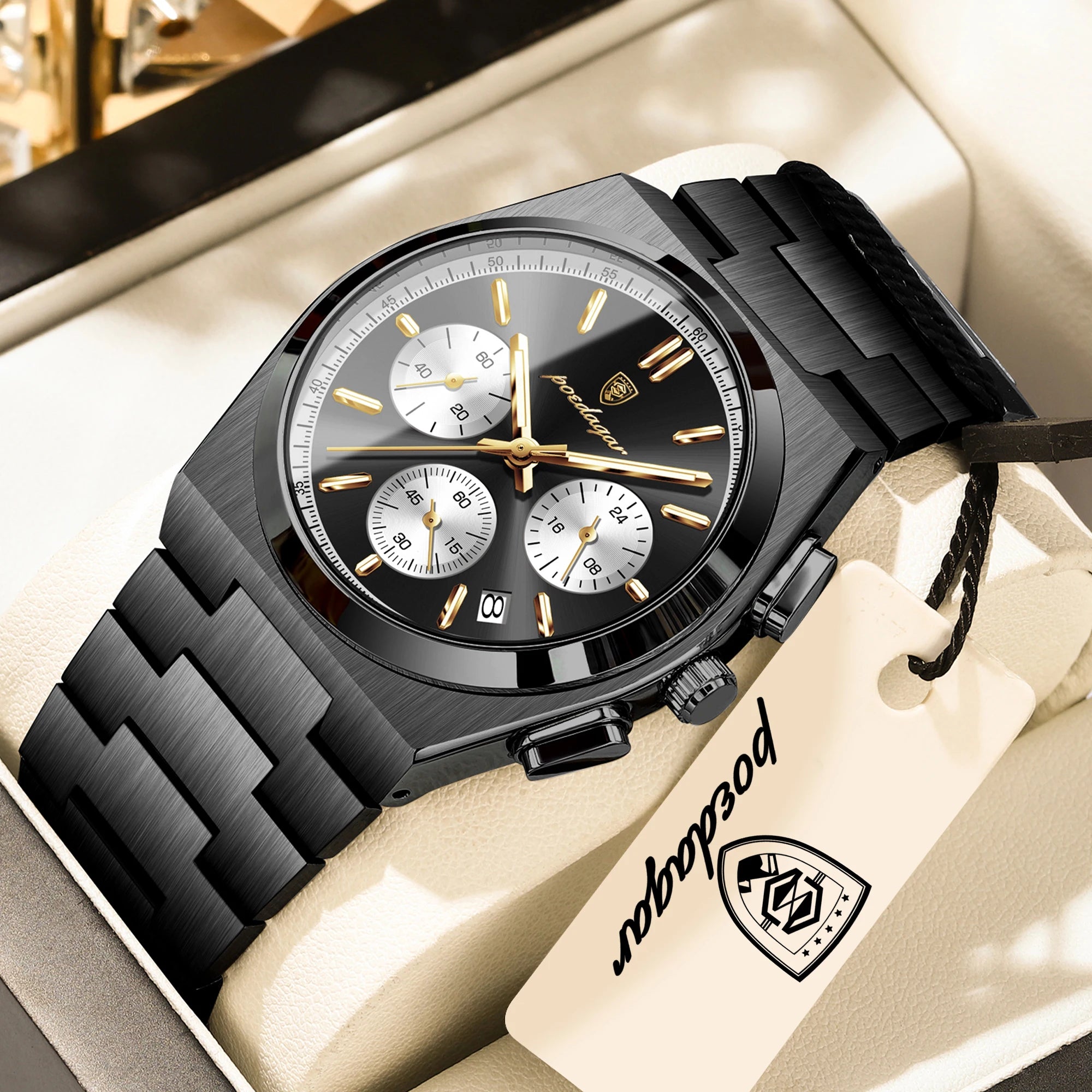 Men's Stainless Steel Chronograph Watch – Luminous, 3ATM