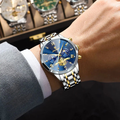 Men's Stainless Steel Chronograph Watch With Luminous Dial