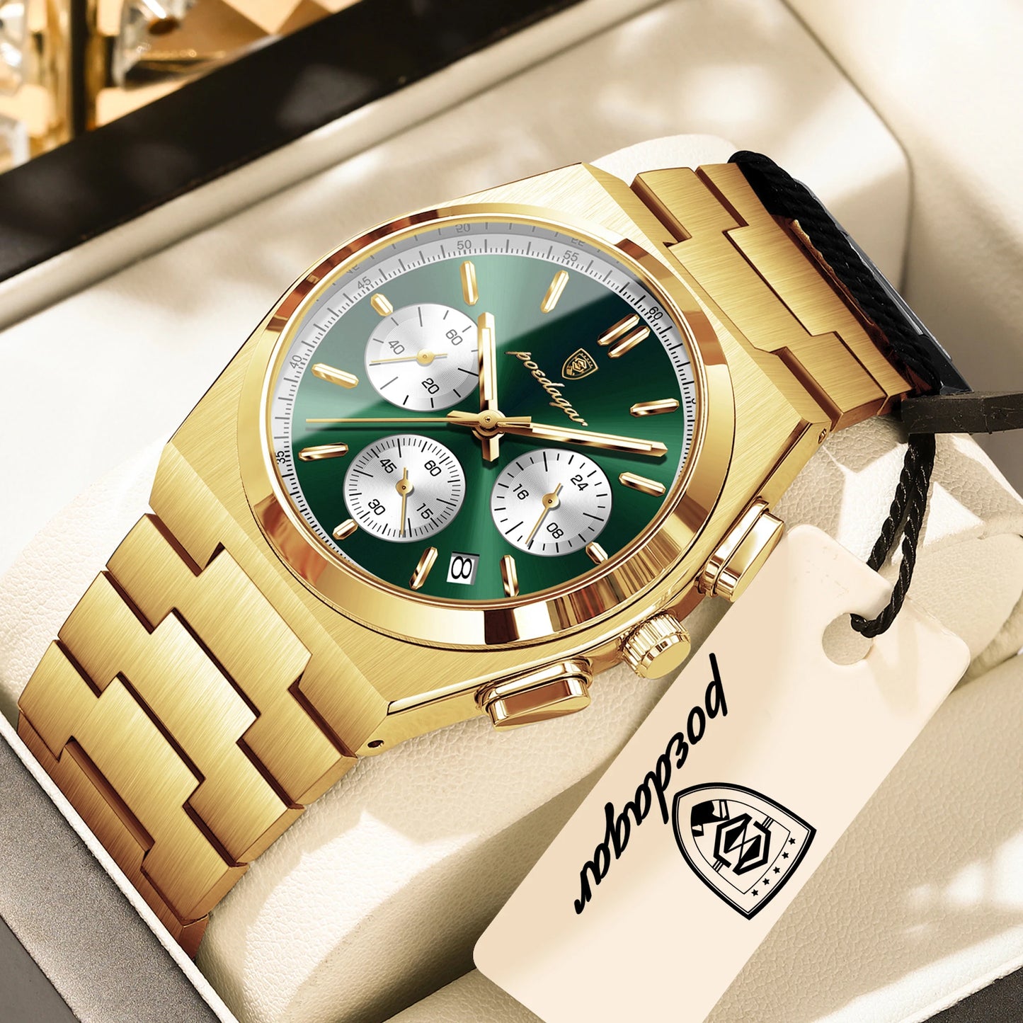 Men's Stainless Steel Chronograph Watch – Luminous, 3ATM