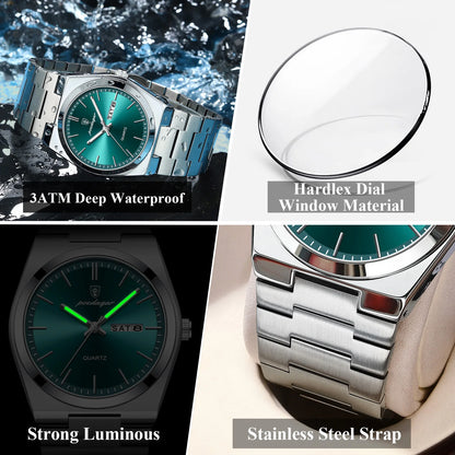 Men’s Stainless Steel Quartz Watch – Luminous & 3Bar Water Resistant