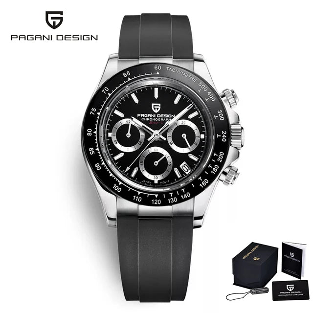 Men’s Sapphire Chronograph Watch With Rubber Strap