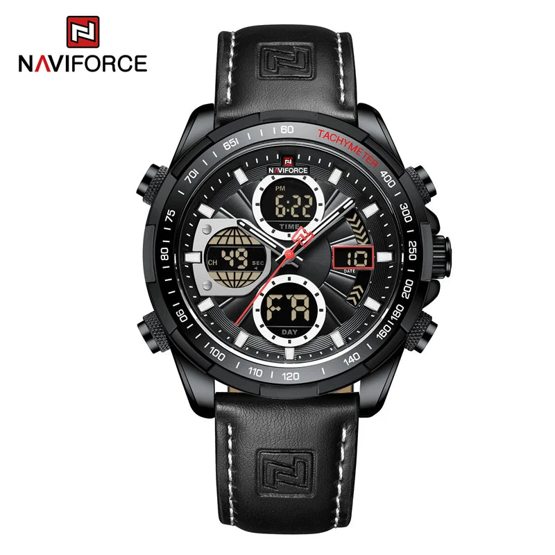 Men’s Military Sport Quartz Watch With Leather Band