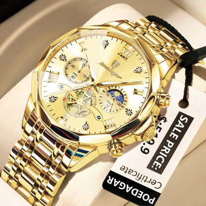 Men's Stainless Steel Chronograph Watch With Luminous Dial
