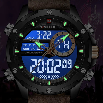 Men’s Digital Military Watch With Leather Strap