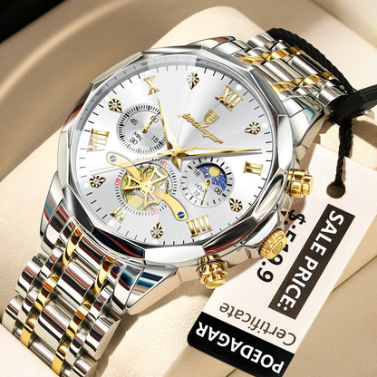 Men's Stainless Steel Chronograph Watch With Luminous Dial