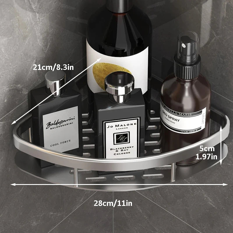 Metal Corner Bathroom Shelf – No-Drill Wall Organizer