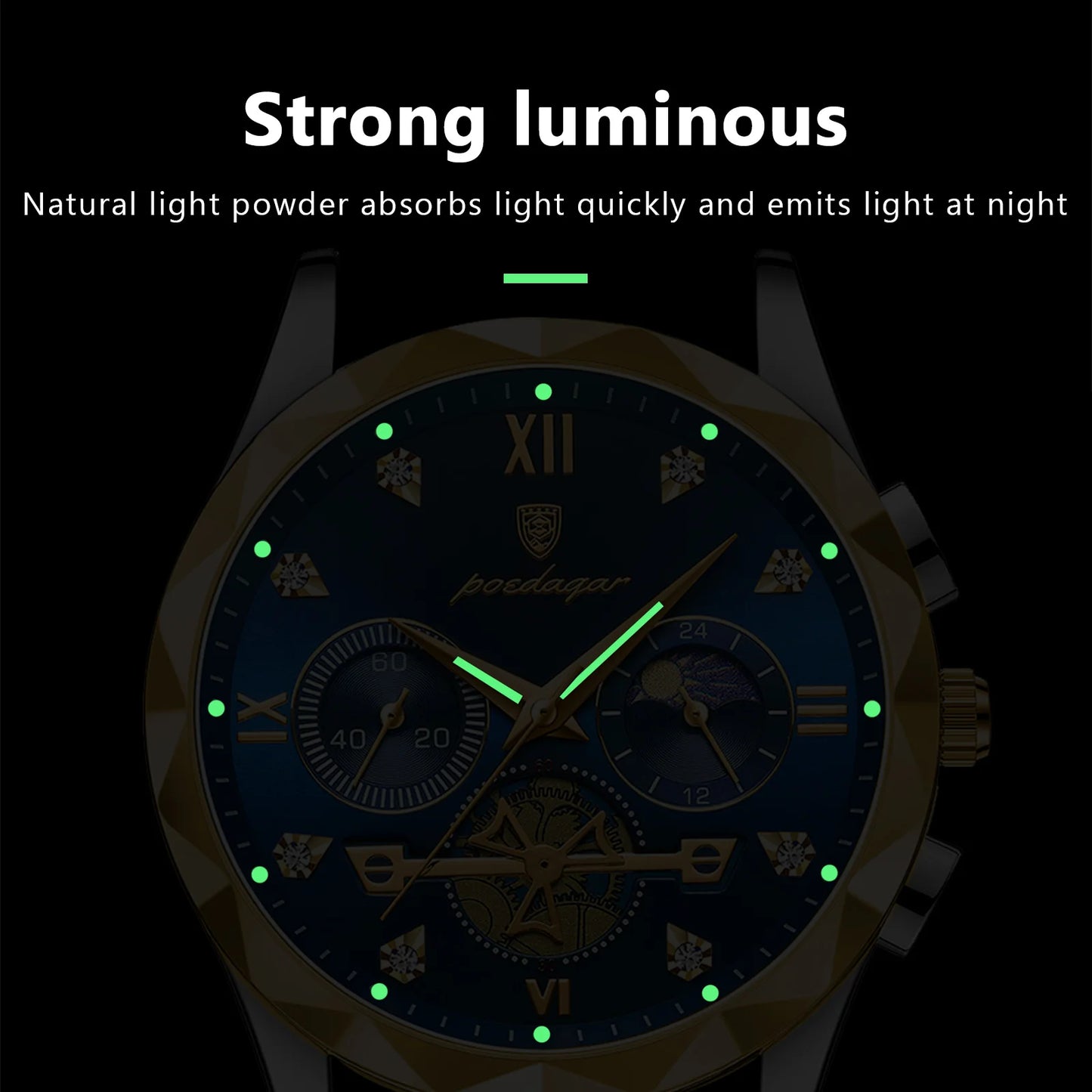 Men’s Stainless Steel Chronograph Watch – Luminous & Waterproof