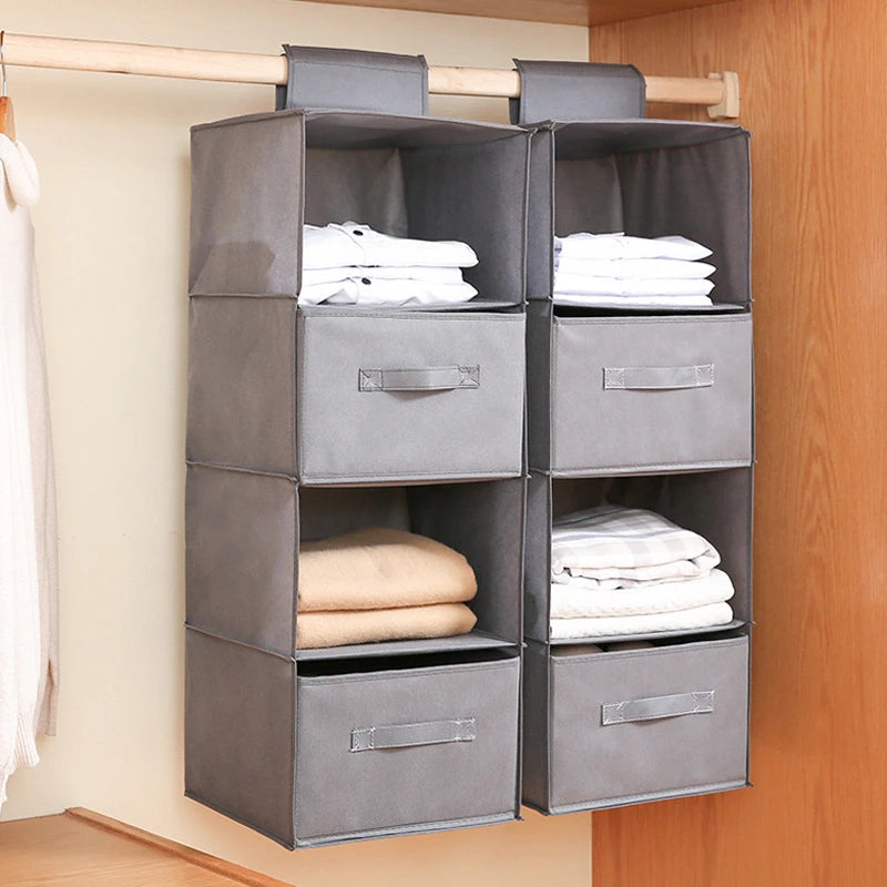 Cotton Linen Hanging Wardrobe Organizer Shelf