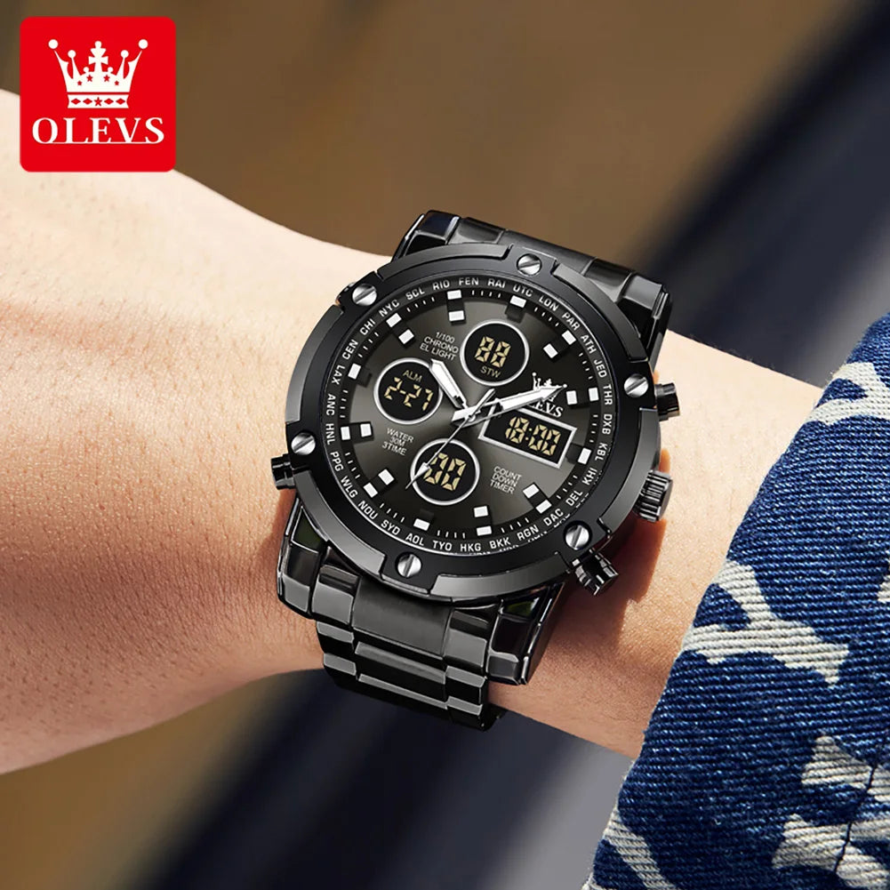 Men's Analog-Digital Watch Waterproof With Alarm
