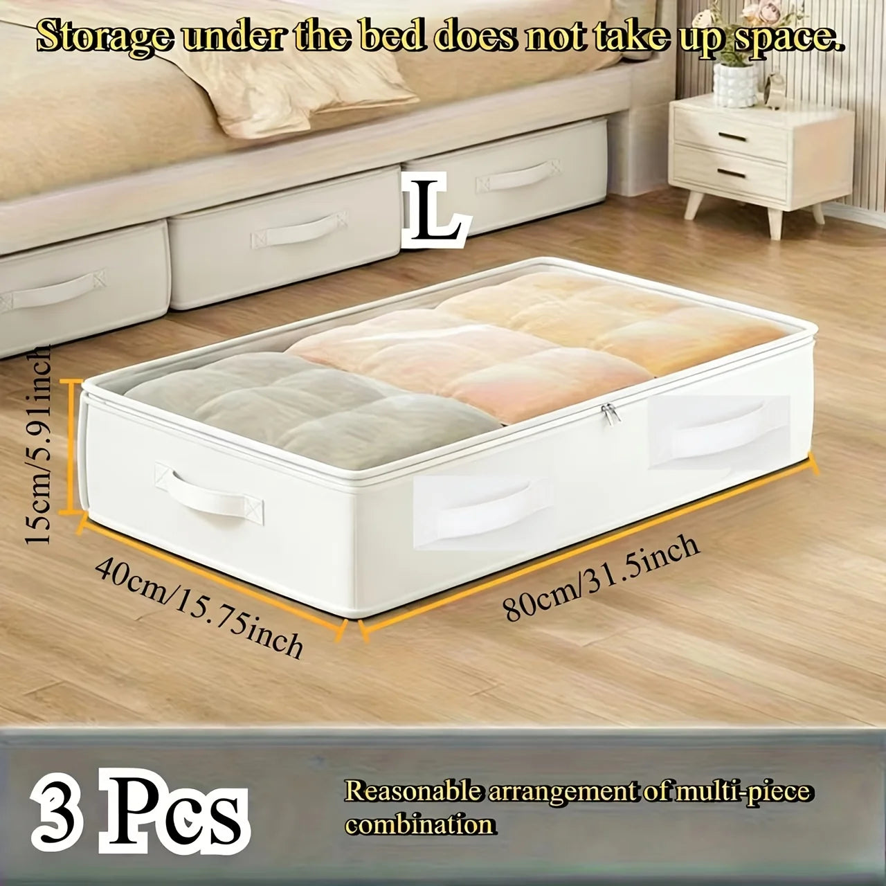 Foldable Underbed Storage Boxes with Flip Top Lid
