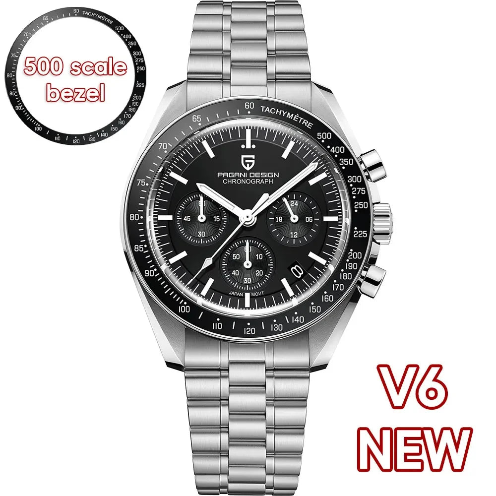 Men’s Stainless Steel Moonphase Chronograph Watch