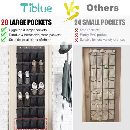 Over The Door Shoe Organizer With Large Mesh Pockets