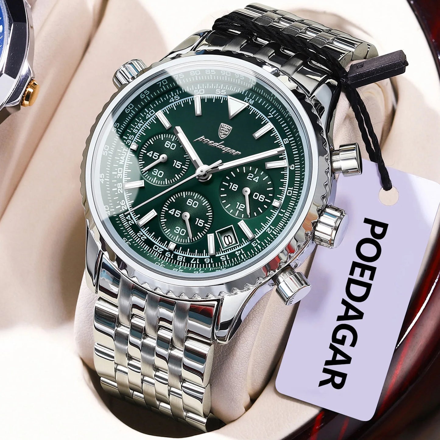 Men's Stainless Steel Chronograph Watch With Date