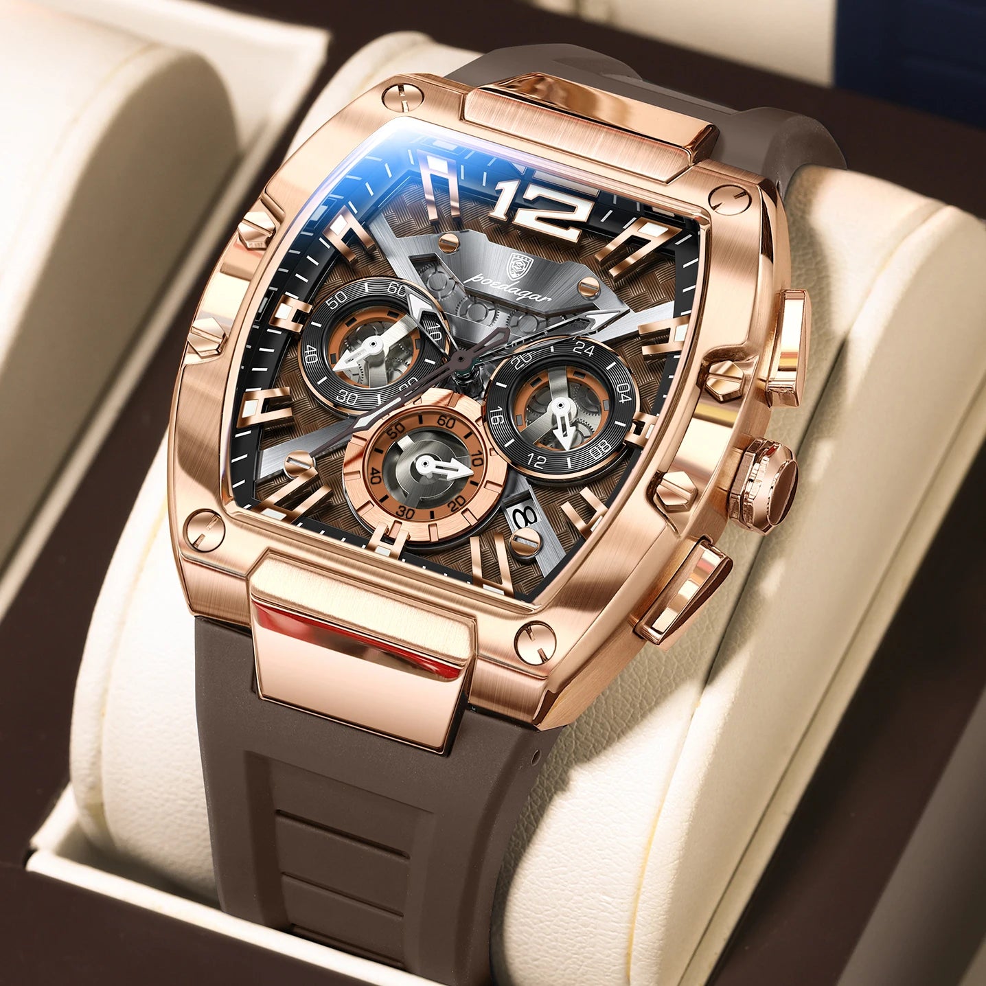 Men's Chronograph Quartz Watch With Silicone Strap