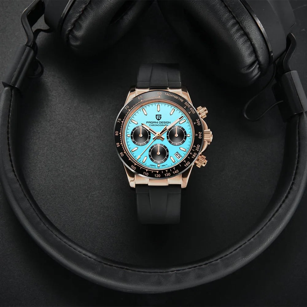 Men’s Sapphire Chronograph Watch With Rubber Strap