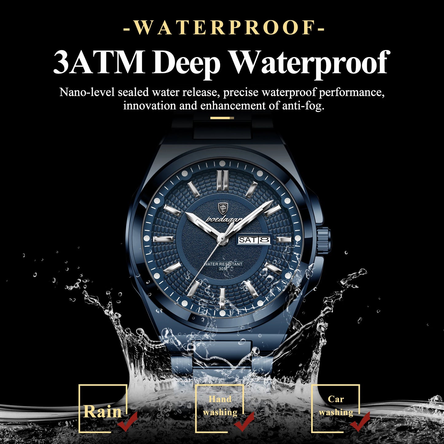 Men’s Stainless Steel Quartz Watch – Luminous & 3Bar