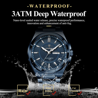 Men’s Stainless Steel Quartz Watch – Luminous & 3Bar