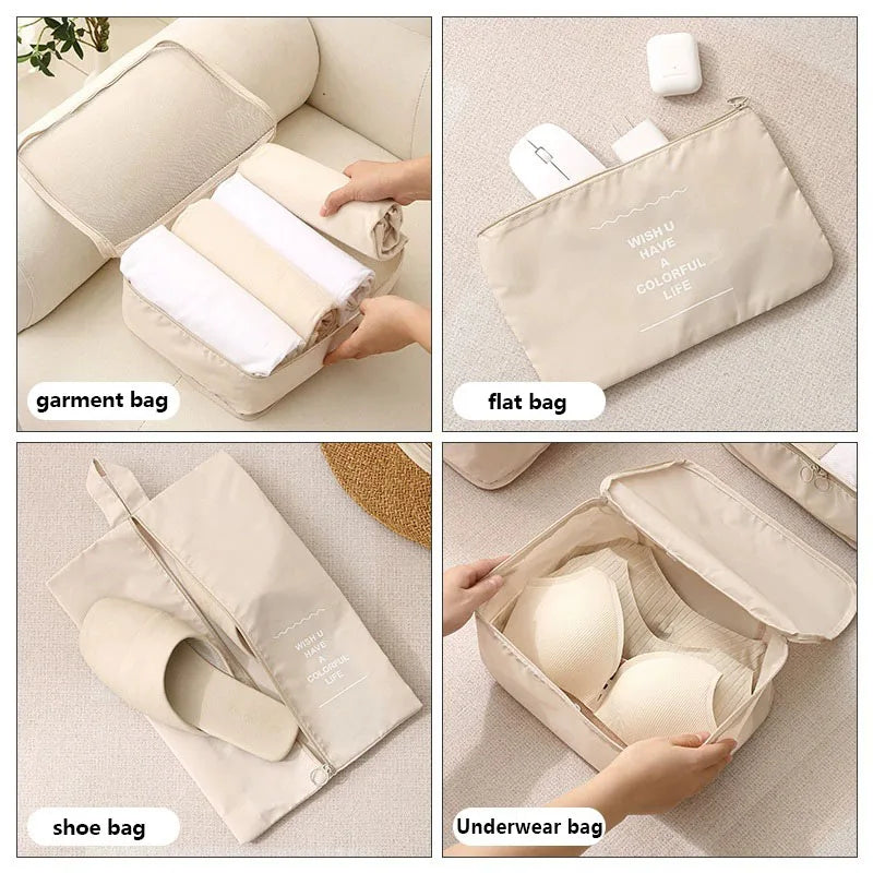 Travel Packing Cubes Set Luggage Organizers Foldable Bags