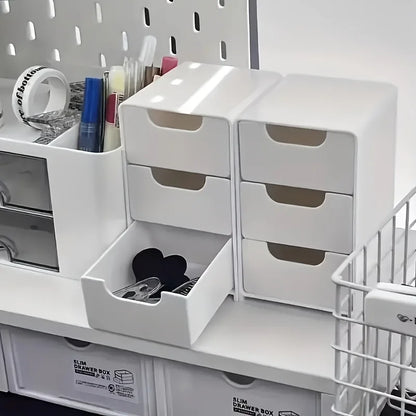 3-Tier Plastic Desk Organizer With Drawers For Storage