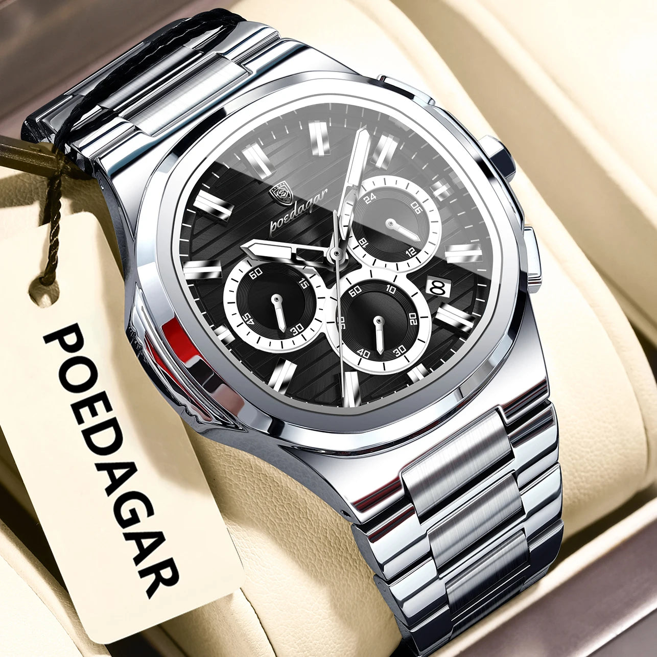 Men’s Stainless Steel Chronograph Watch With Date