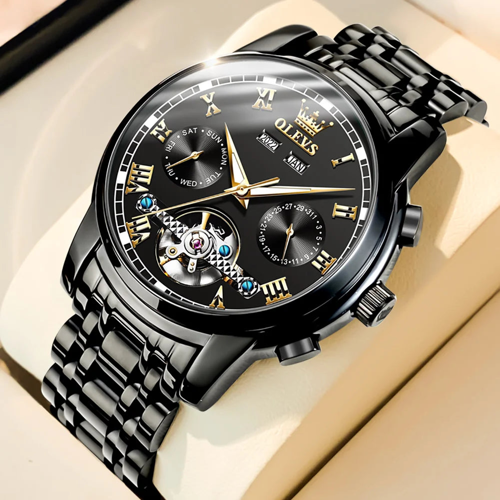 Men's Automatic Skeleton Watch With Stainless Steel Band