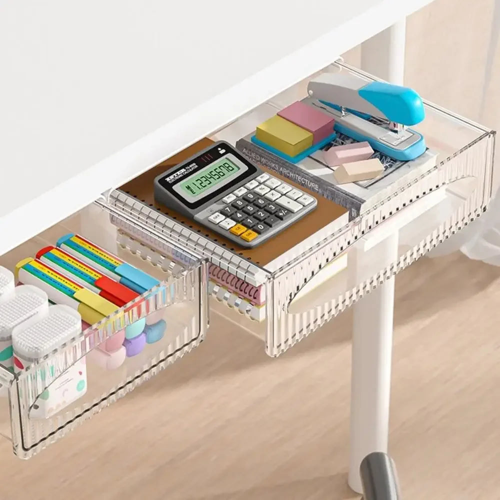 Under-Desk Hidden Drawer Storage Box Self-Adhesive PET