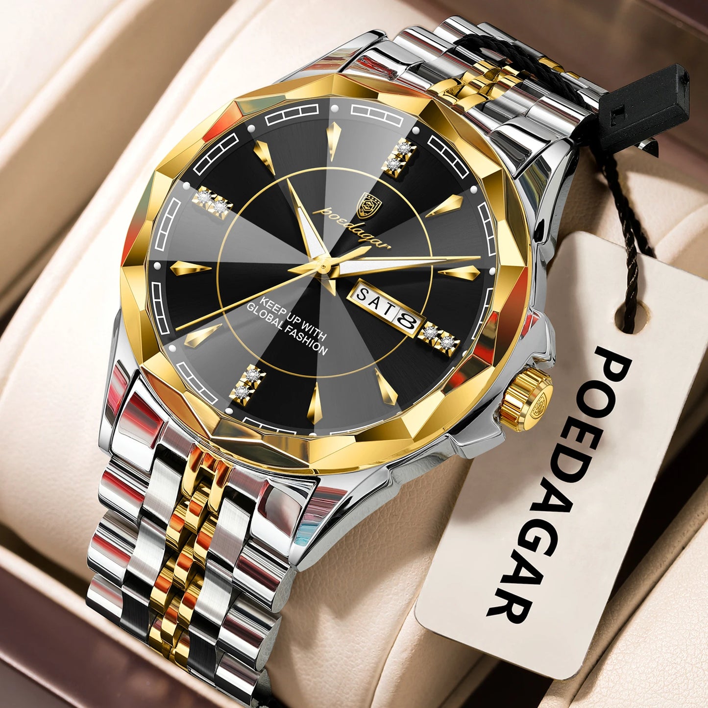 Men’s Stainless Steel Quartz Watch – Luminous, 3Bar