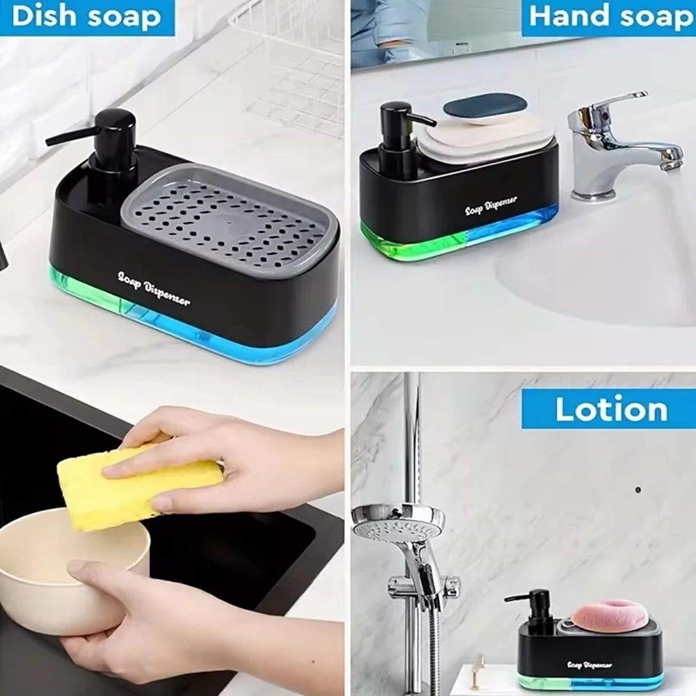 3-in-1 Kitchen Soap Dispenser with Sponge Holder