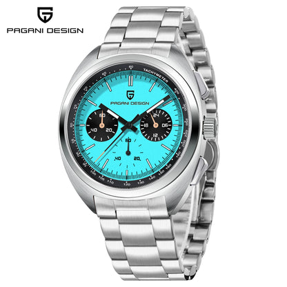 Men's Retro Panda Dial Chronograph Watch Quartz Steel